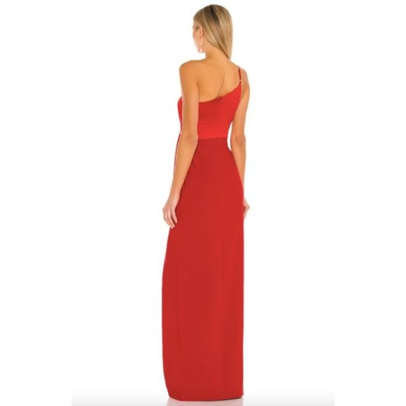 Revolve x Likely Yara One Shoulder Gown Scarlet Red Women's Size 10 - Picture 3 of 10